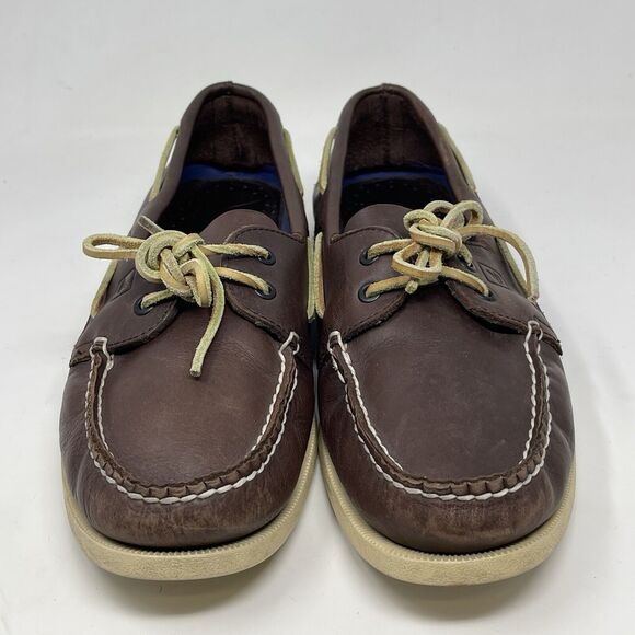 Sperry Top Sider Boat Shoes Mens 11 M Brown Leather Casual Two Eye Lace Up - Picture 6 of 16